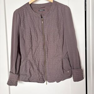 Olsen Brown Linen & Cotton Zip Jacket – US M (10) – Quilted Front, Gorpcore